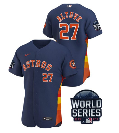 Men's Houston Astros #27 Jose Altuve 2021 Navy World Series Flex Base Stitched Baseball Men's Houston Astros #27 Jose Altuve 2021 Navy World Series Flex Base Stitched Baseball